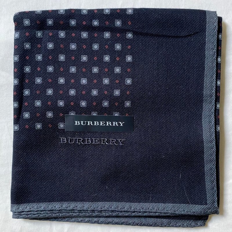 复古 BURBERRY 黑色纯棉手帕 方巾 头巾 丝巾 全新含吊牌 - 手帕/方巾 - 棉．麻 黑色