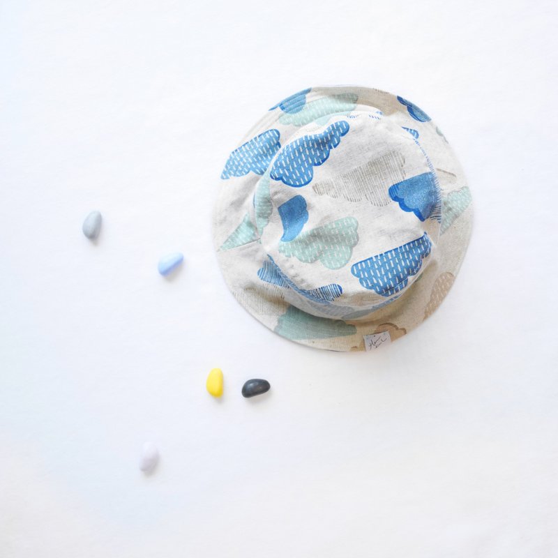 夏日双面渔夫帽系列 | 云天雨天 - 帽子 - 棉．麻 蓝色