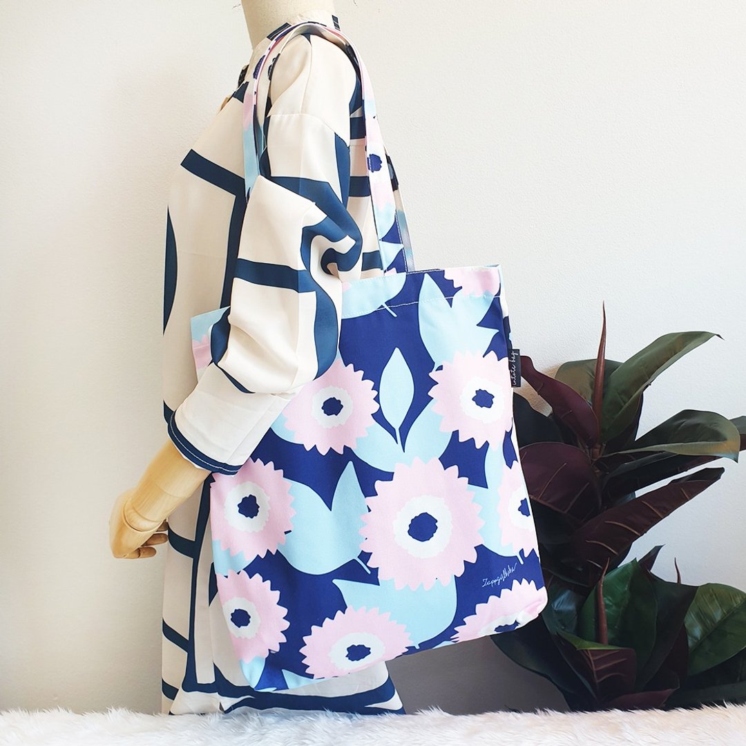 canvas tote bag, Flower tote bag, Shopping bag, 泰国 设计, 花 布袋, 托特 包, 手提包, 購物 袋, 布 花, 環保 袋 - 手提包/手提袋 - 聚酯纤维 