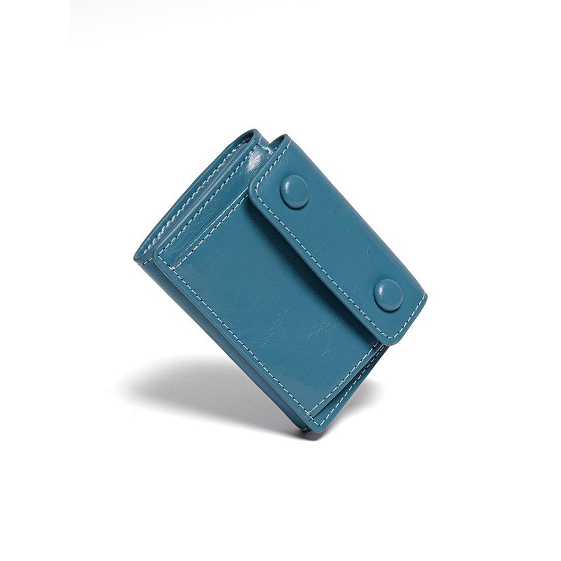 DOT Pocket 3 层半钱包零钱卡钱包灰蓝色 - 皮夹/钱包 - 真皮 蓝色