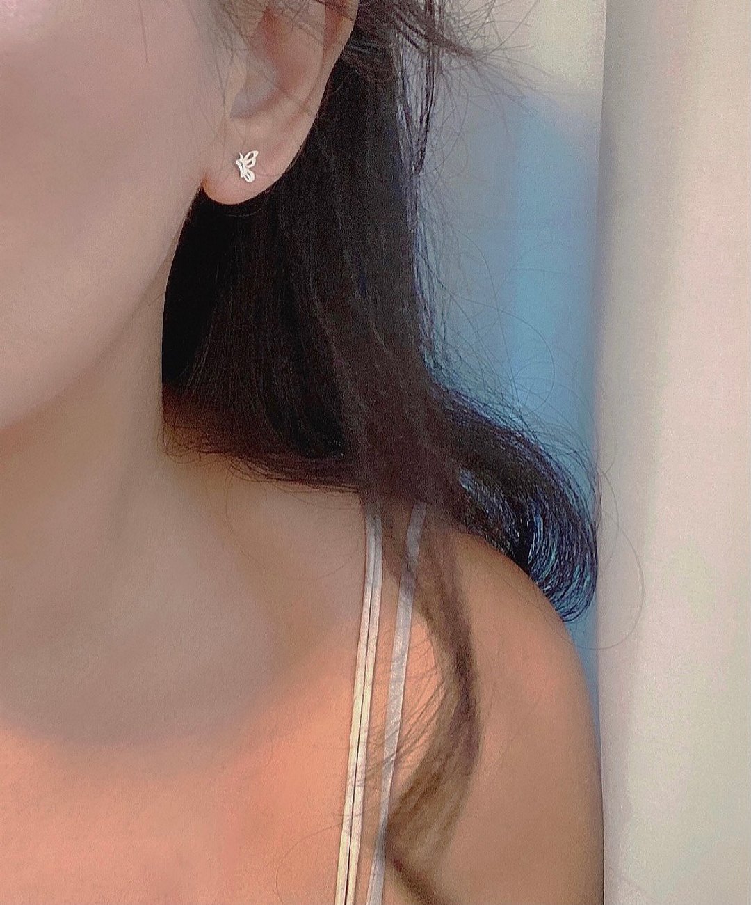 MIH金工首饰 | Butterfly silver earrings 蝴蝶纯银手工耳环 - 耳环/耳夹 - 纯银 银色