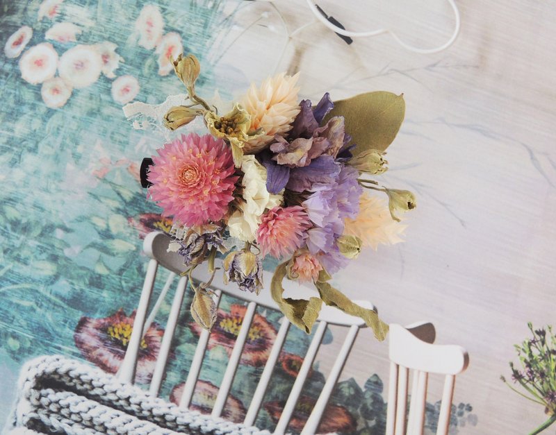 微甜·圈 经典系列 手作 粉妆春日 粉千日红 星辰 飞燕 加纳利 尤加利叶 缎带 干燥花 发夹 新娘发饰 发饰 现货 - 发饰 - 塑料 粉红色