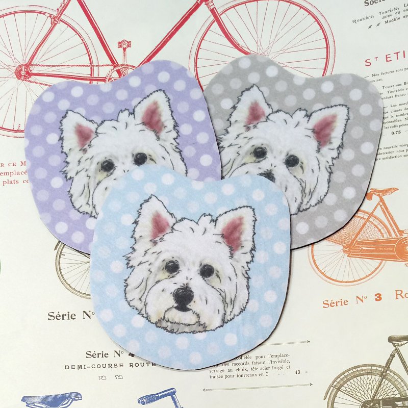 西高地白梗-大头杯垫-不织布吸水杯垫~ - 杯垫 - 聚酯纤维 