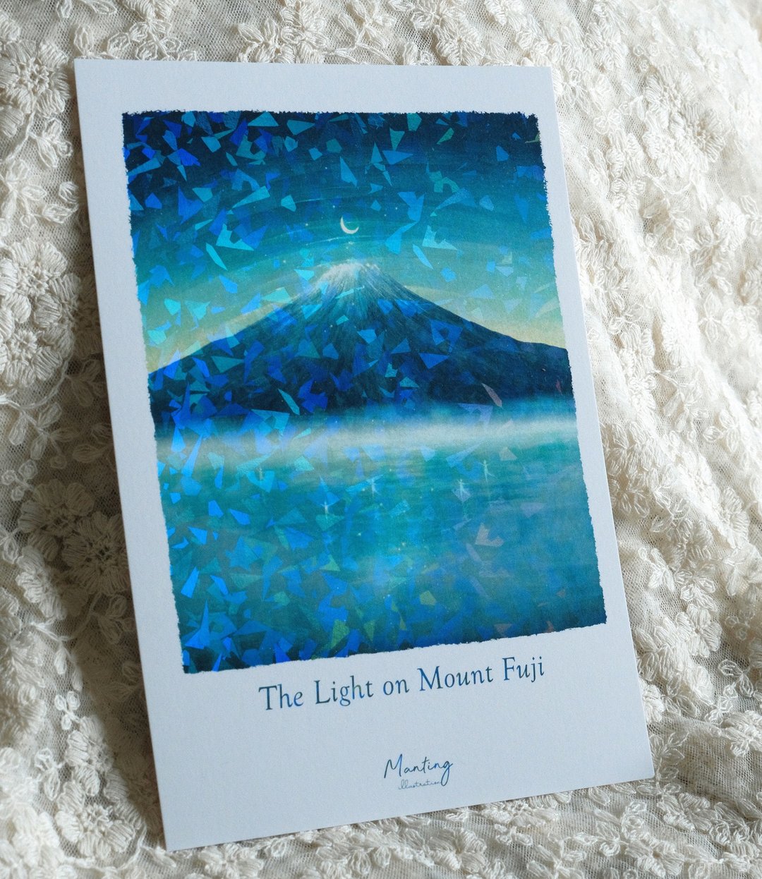 新品 / 玻璃雷射画卡 15x21cm (A5) - The light on Mount Fuji - 卡片/明信片 - 纸 
