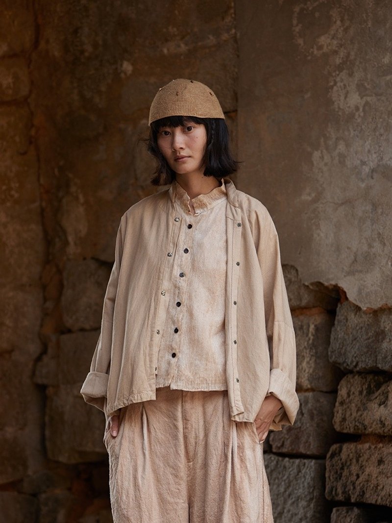 复古文青 桑蚕丝植物染上衣外套 - 女装上衣 - 其他材质 白色