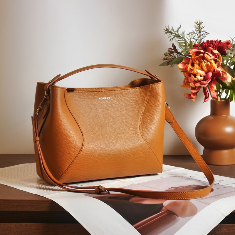 MONIQUE 手提包 Alexis M Handbag - Tan 棕褐色 - 手提包/手提袋 - 真皮 咖啡色