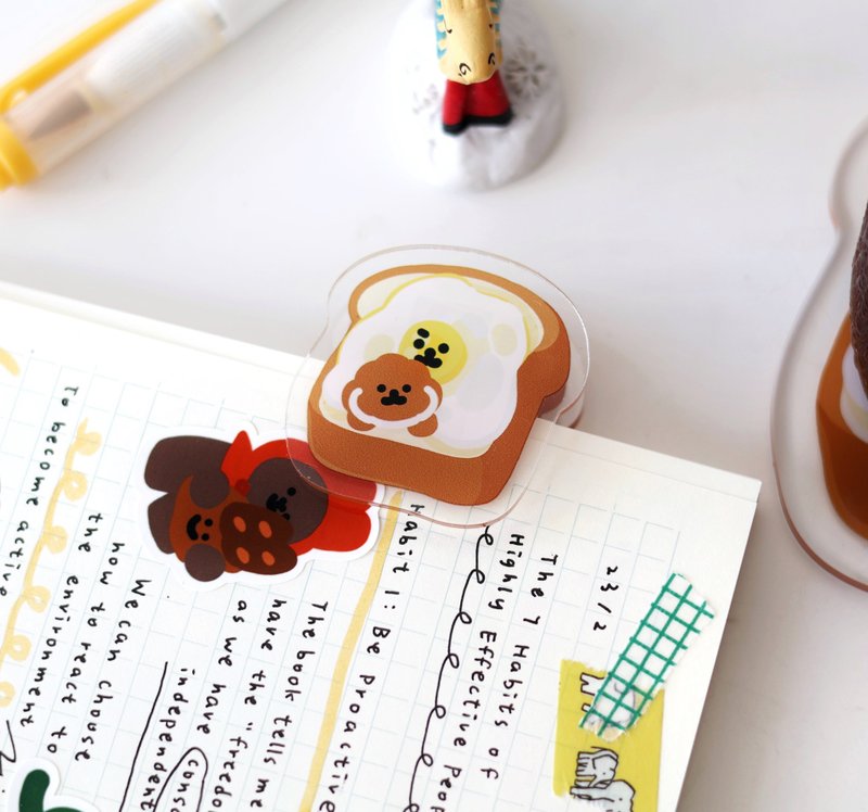 Rice Cake Puppy 多士造型 双面 Memo 夹子 - 文件夹/资料夹 - 塑料 