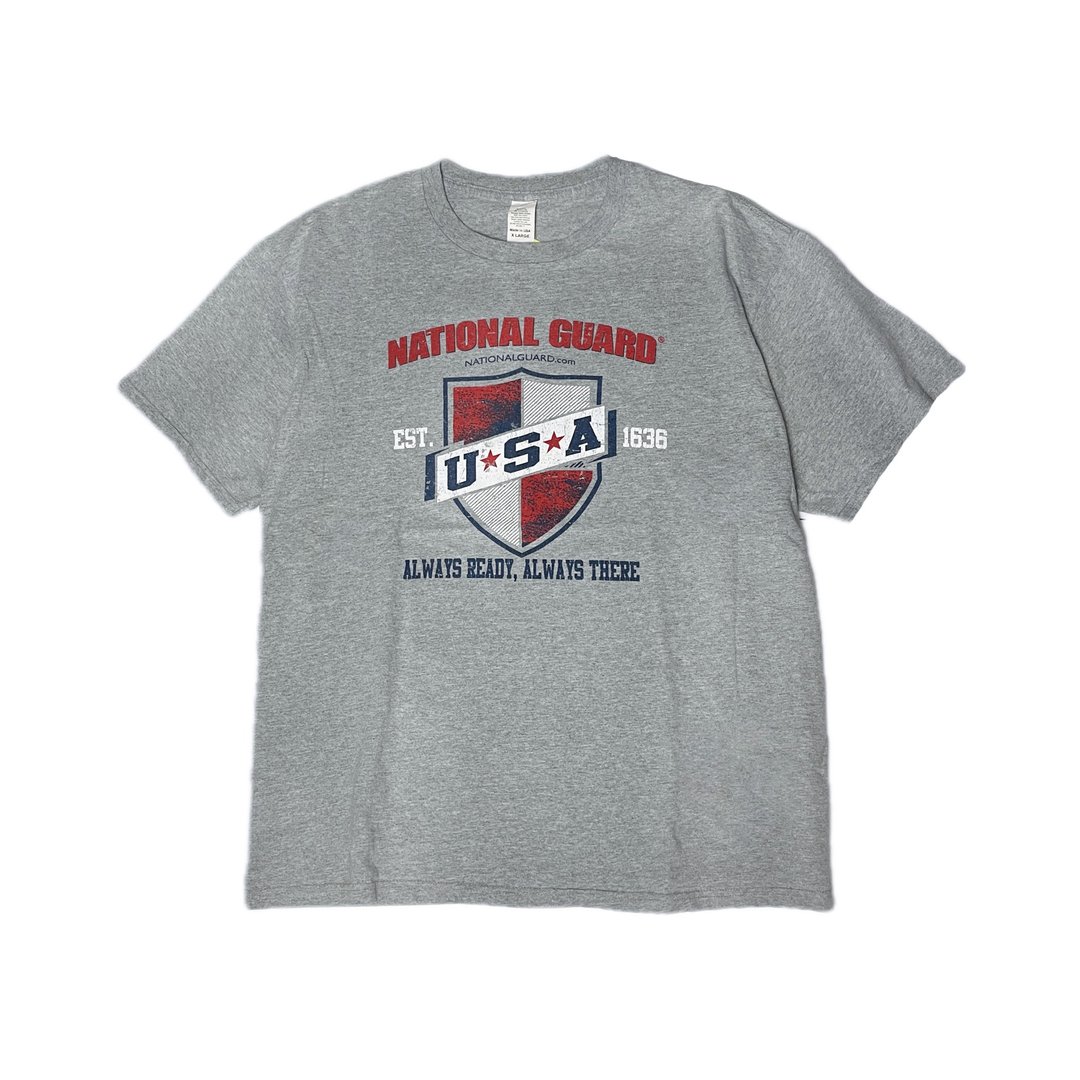 古着90s 美国国民警卫队Est.1636 灰色T-shirt - 男装上衣/T 恤 - 其他人造纤维 灰色