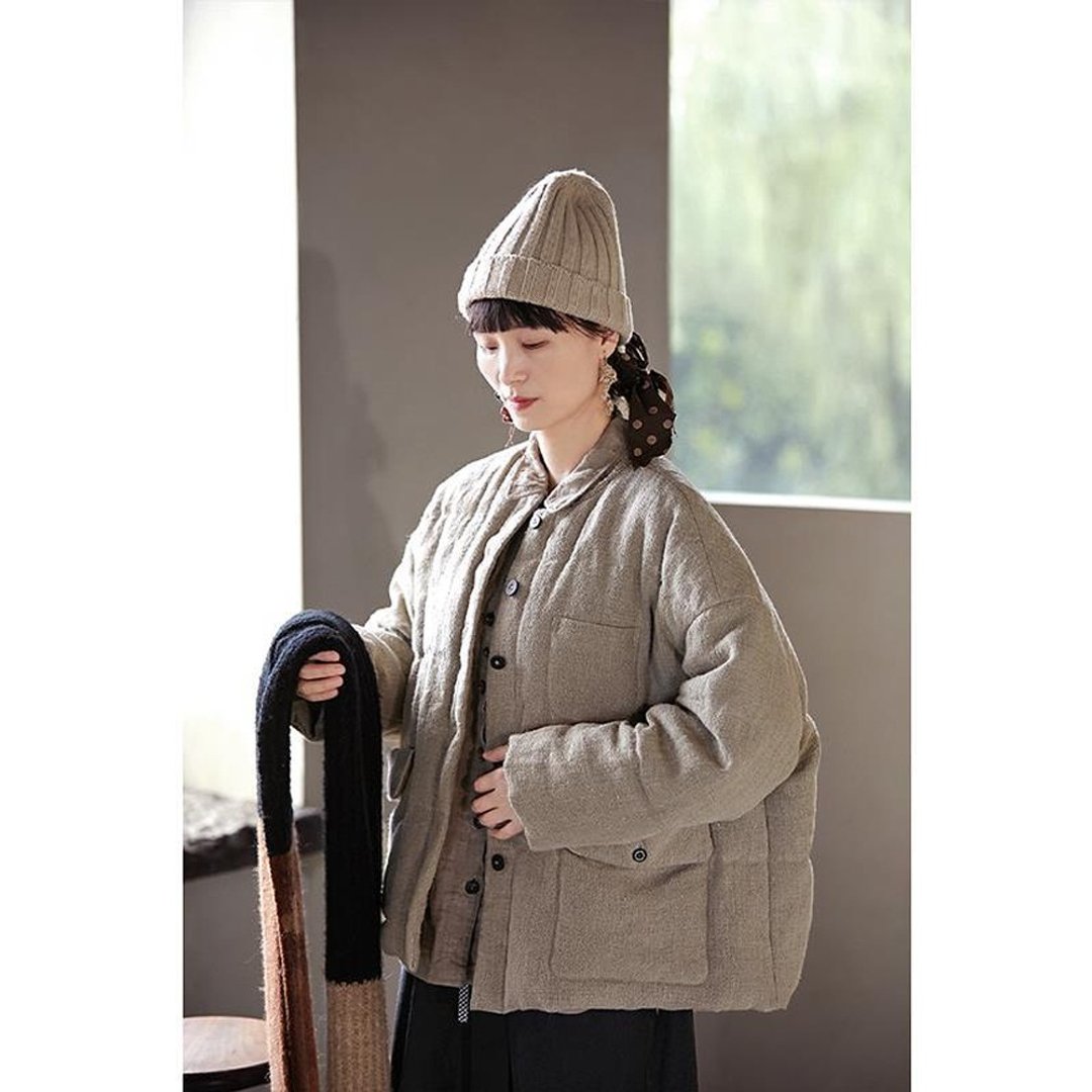 古董雨露麻短款羽绒服 - 女装休闲/机能外套 - 棉 