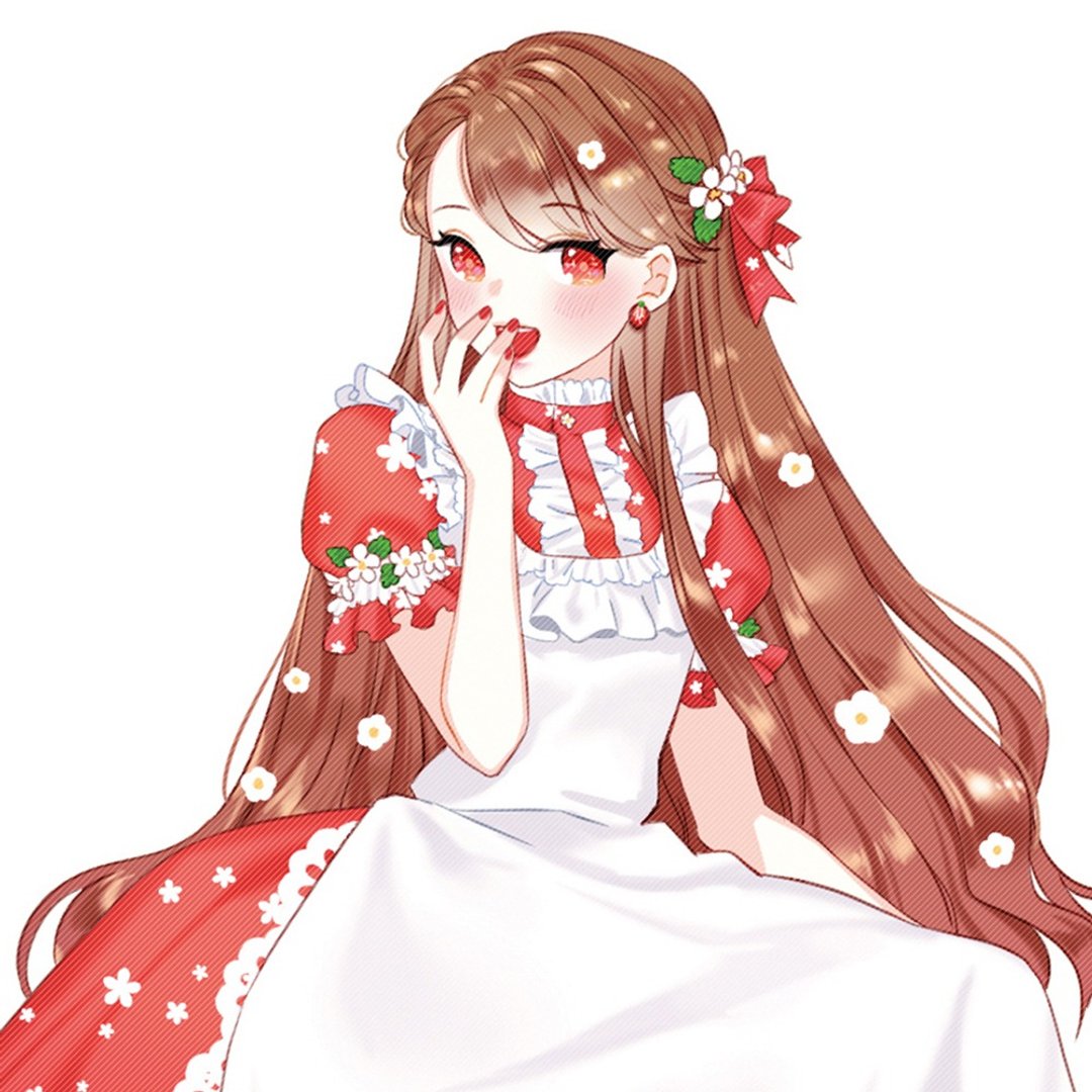 草莓花女孩 (eggong) 人物贴纸 女孩贴纸 - 贴纸 - 纸 红色
