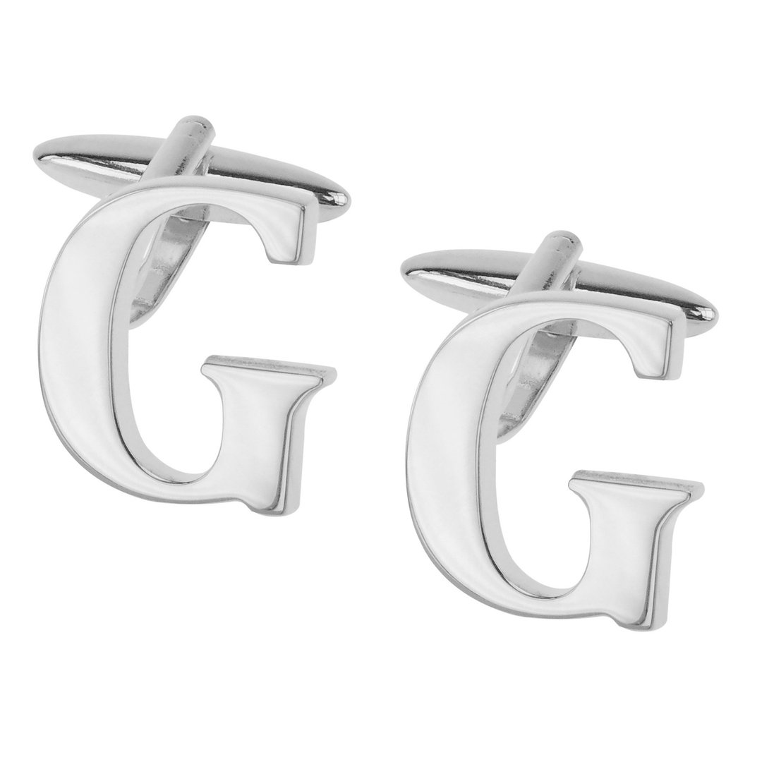 银色字母G袖扣 - 袖扣 - 其他金属 银色