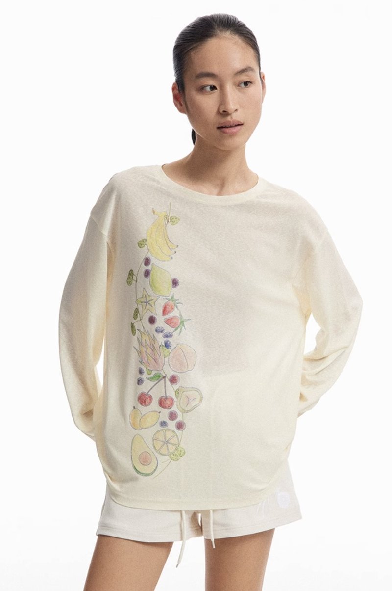 水果藤蔓 莱赛尔凉感薄款长袖上衣 - 女装上衣 - 其他材质 黄色