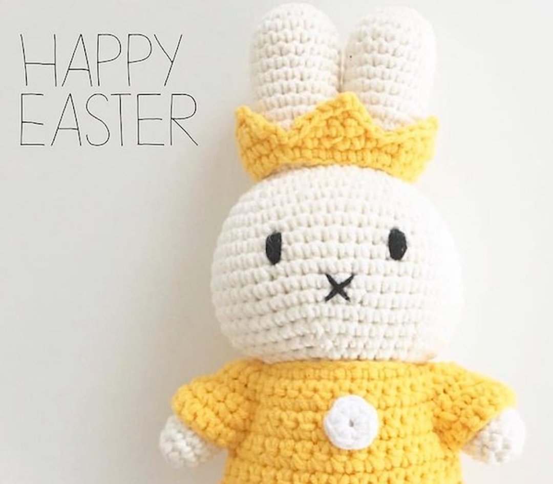 荷兰进口Miffy【国王皇后系列】Just Dutch授权正版手工钩针米非 - 玩偶/公仔 - 棉 黄色
