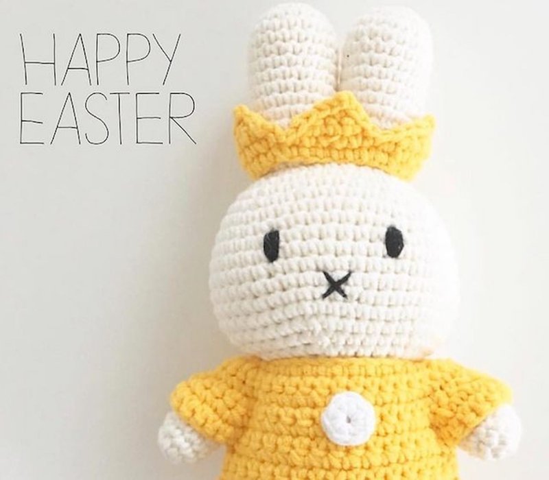 荷兰进口Miffy【国王皇后系列】Just Dutch授权正版手工钩针米非 - 玩偶/公仔 - 棉．麻 黄色