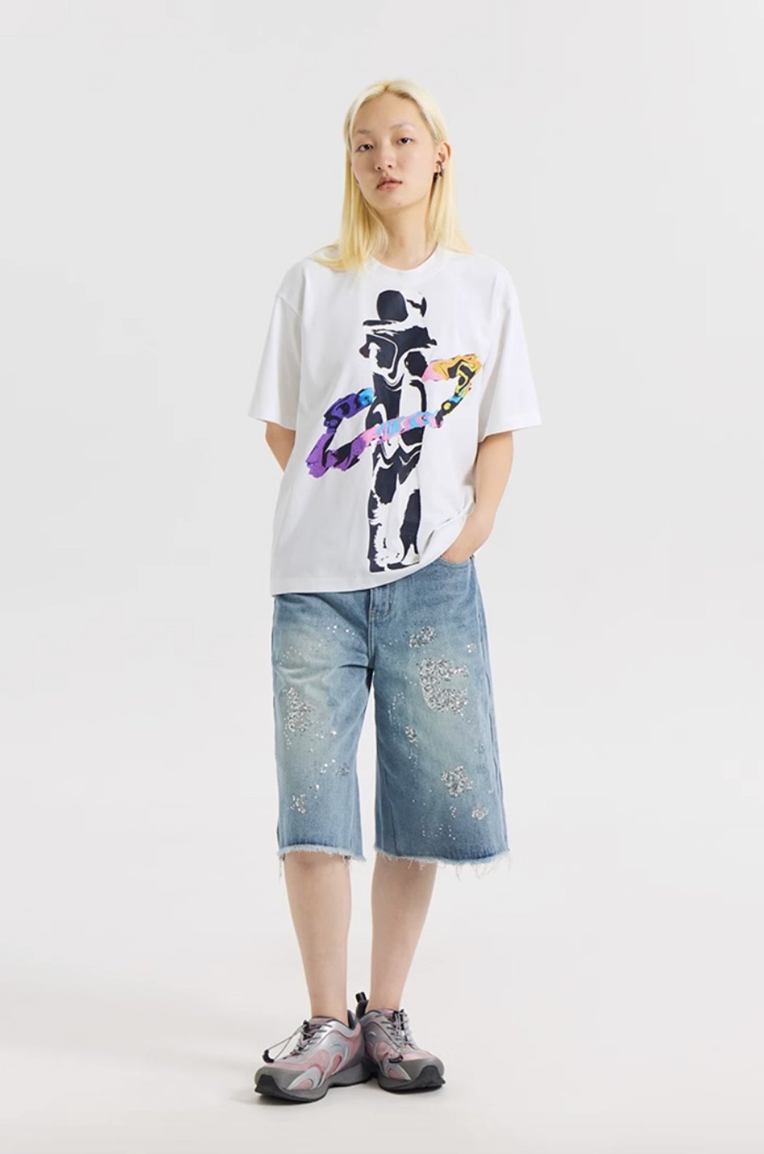 Flowing hugs T-shirt 流动的拥抱T恤 - 中性连帽卫衣/T 恤 - 棉．麻 白色