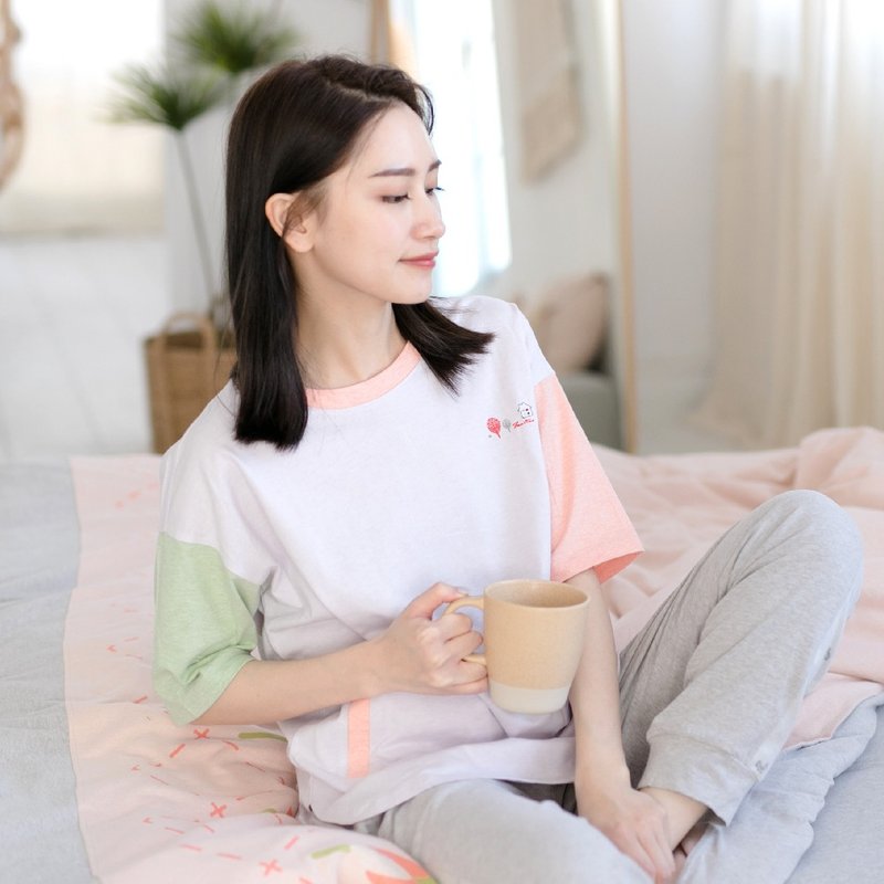 MIT有机棉童趣拼接磨毛居家服-粉紫橘 - 居家服/睡衣 - 棉．麻 粉红色