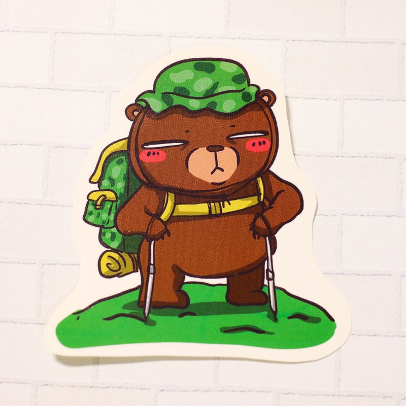 【慕白熊系列】登山熊/ 防水贴纸 - 贴纸 - 纸 咖啡色