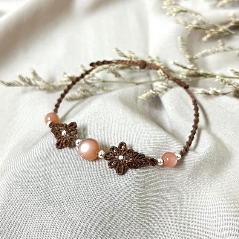 花漾编织手链/橙月光 - 手链/手环 - 水晶 咖啡色