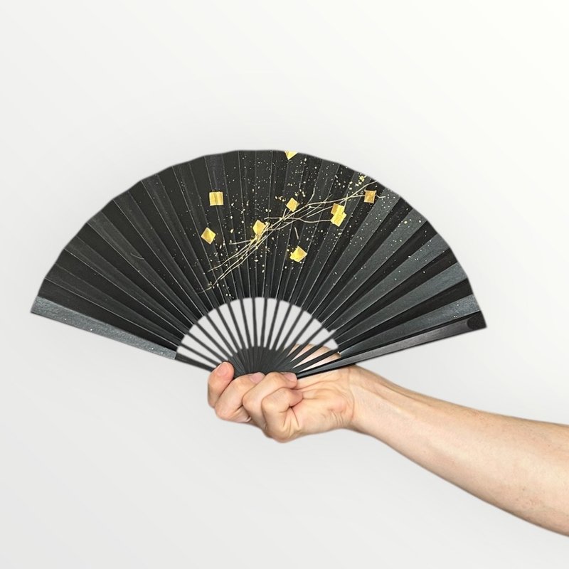 京扇（日本折扇）金箔图案 image3 黑色 - 其他 - 纸 黑色