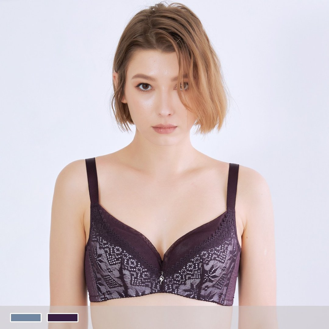 Pink Lady 软钢圈 C罩杯 夏日盛典 美背蕾丝 加厚衬垫 集中内衣 - 女士内衣裤 - 其他人造纤维 紫色