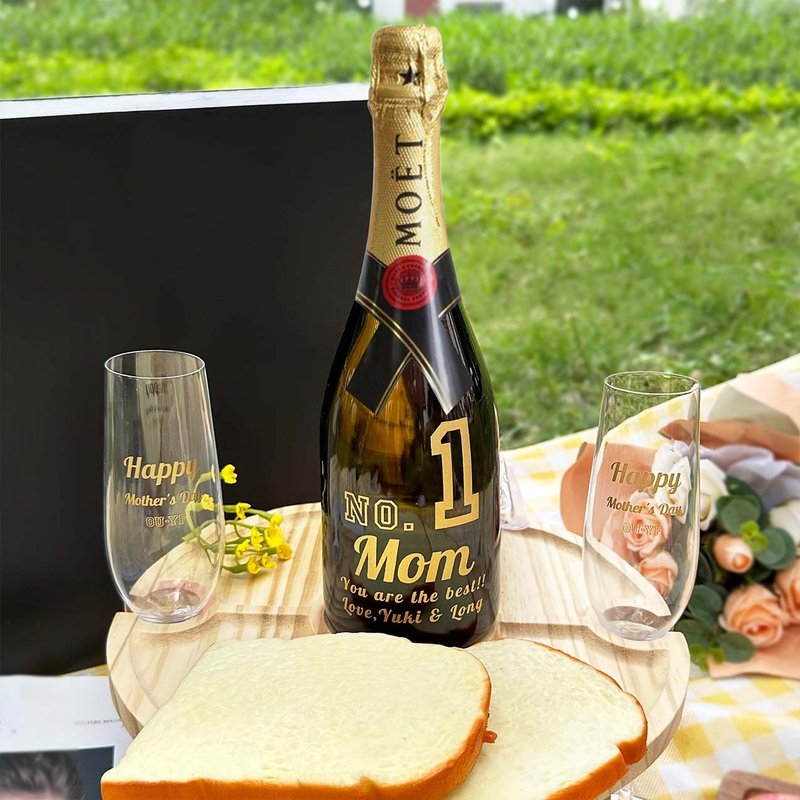 定制化礼物【定制】香槟对杯套装 人像雕刻|Moet套装 高档礼盒 - 酒类 - 玻璃 