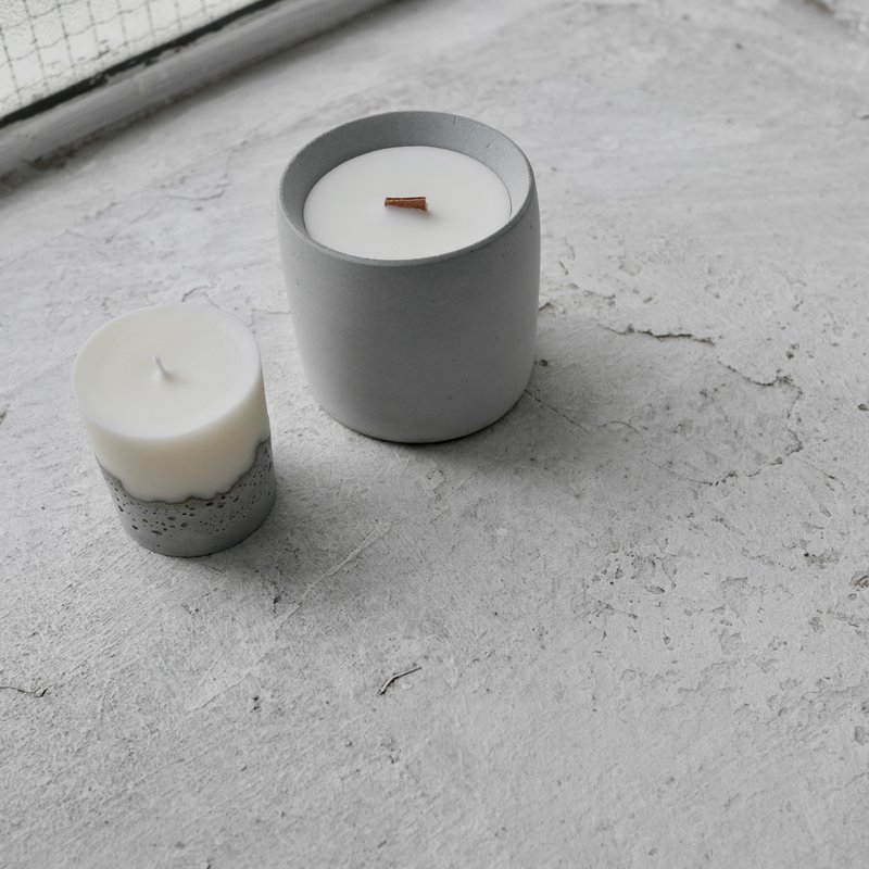 水泥蜡烛 - 灰 ( 芫荽(香菜), 苦橙, 杂草) - 蜡烛/烛台 - 水泥 灰色