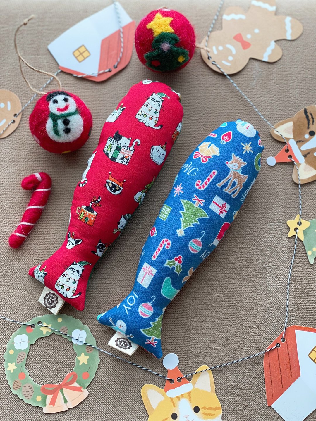 圣诞款 猫草玩具 鱼鱼玩具 猫咪玩具 - 玩具 - 棉 多色