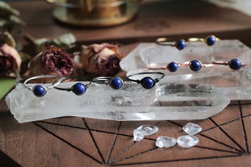 12月诞生石  4mm青金石铜线戒指 - 戒指 - 宝石 蓝色