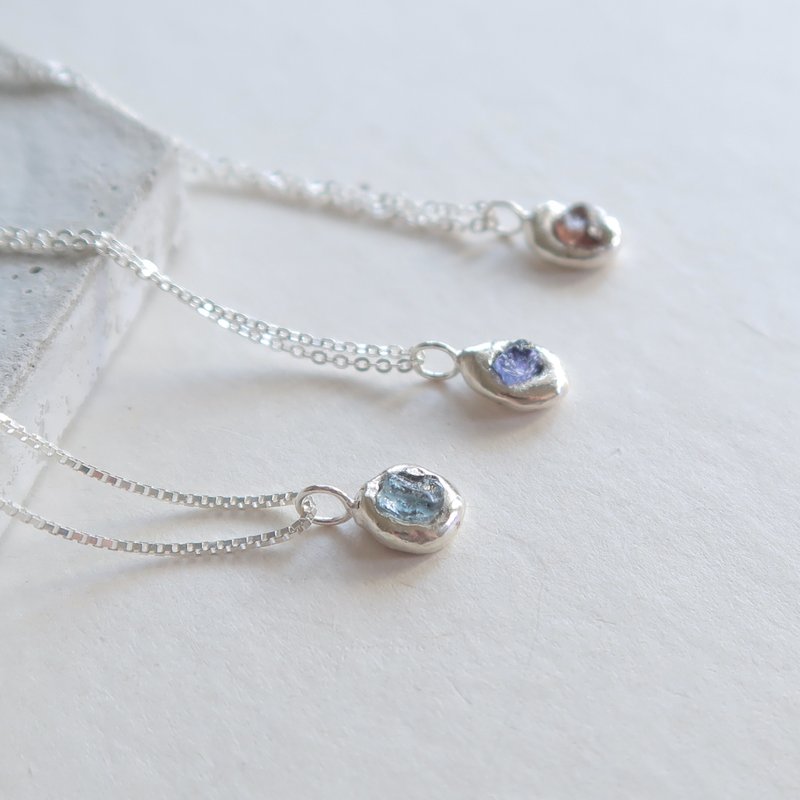 【现货】 925纯银 原焠 彩色蓝宝石 尖晶石 方格链 项链 免费包装 - 项链 - 纯银 多色