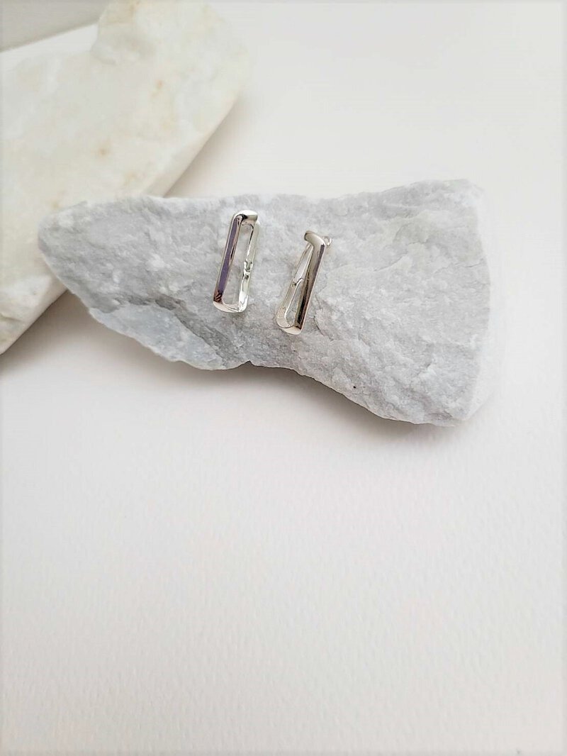 时尚纯银耳环 - 耳环/耳夹 - 银 