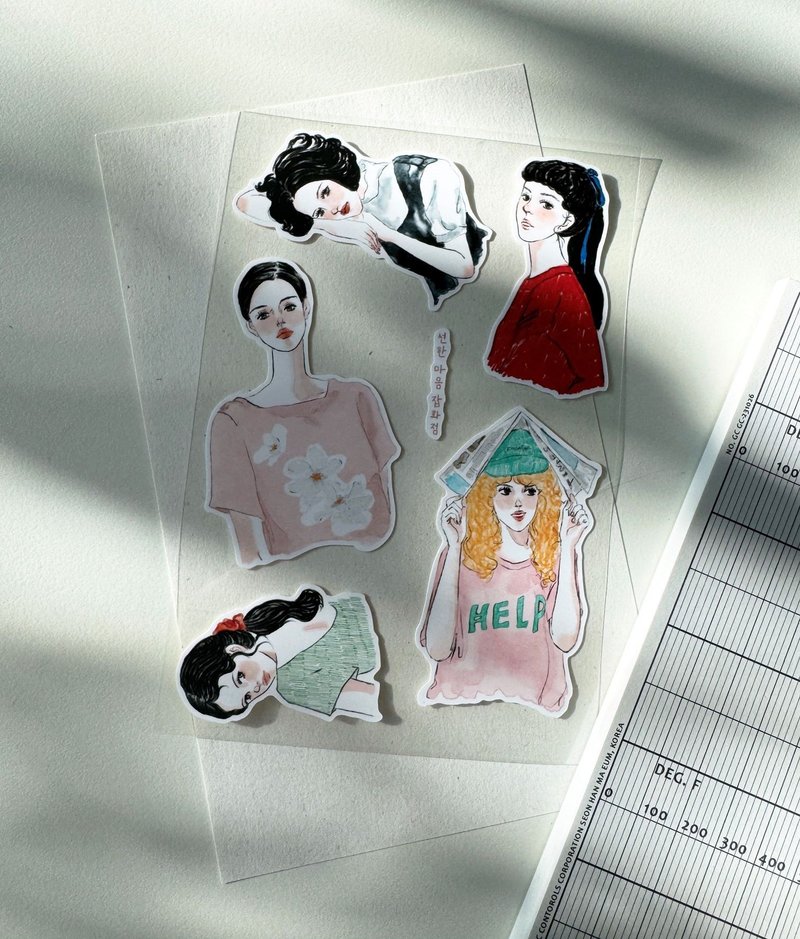 麦克笔手绘女孩贴纸 - 贴纸 - 纸 多色