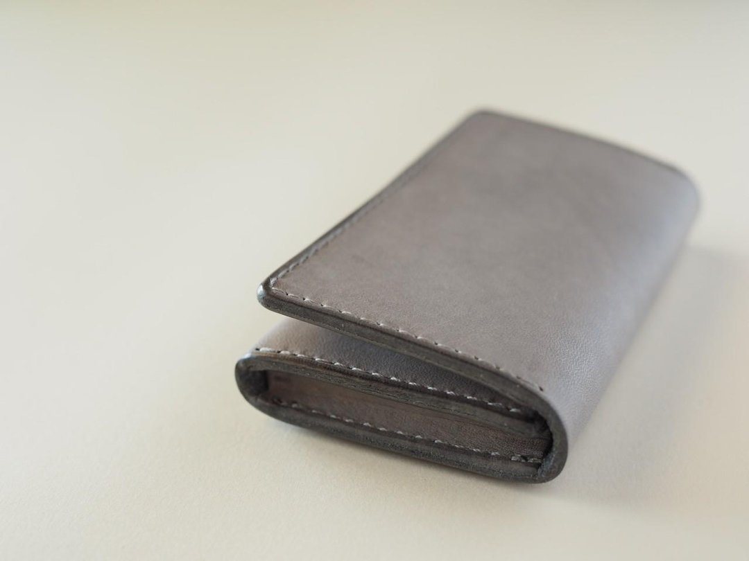 Italian leather standard business card holder / gray - 名片夹/名片盒 - 真皮 灰色