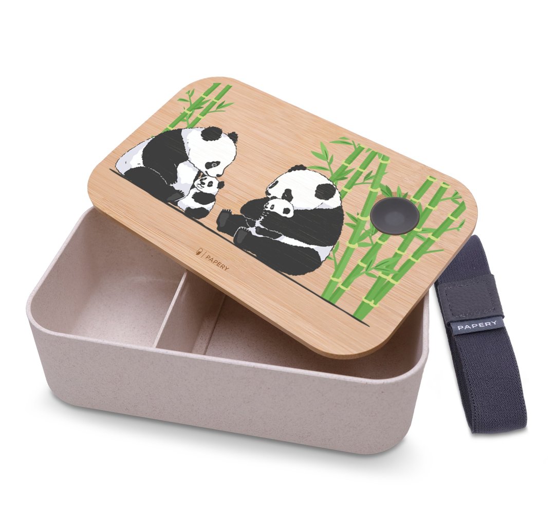 环保便当盒 熊猫一家 - 便当盒/饭盒 - 环保材料 