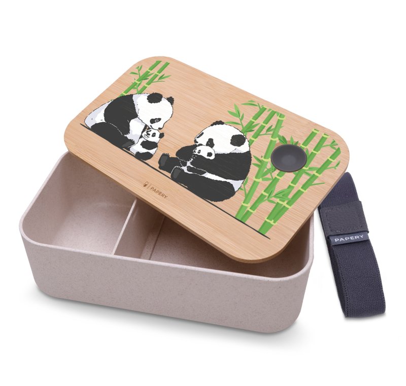 环保便当盒 熊猫一家 - 便当盒/饭盒 - 环保材料 