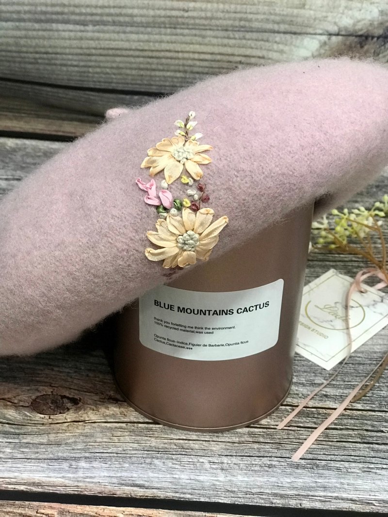 原创设计帽子新款秋冬羊毛手工刺绣帽子 - 帽子 - 羊毛 紫色