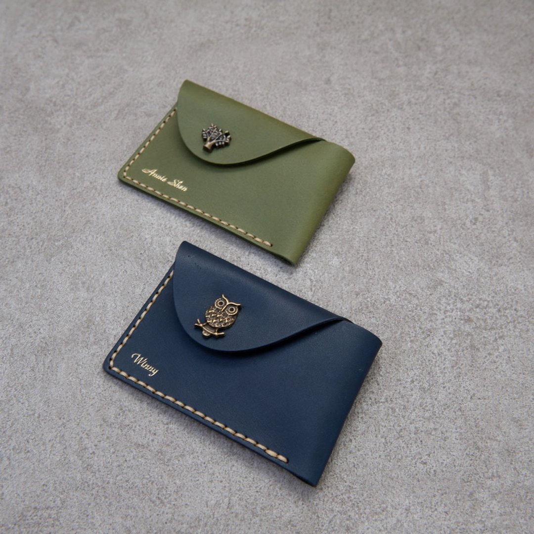 名片夹 卡夹 送礼 客制刻字 烫金 票卡 card holder - 名片夹/名片盒 - 真皮 多色