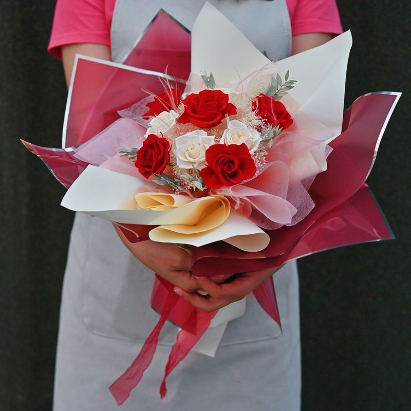 永生玫瑰花束-告白 求婚 登记 - 干燥花/捧花 - 植物．花 多色