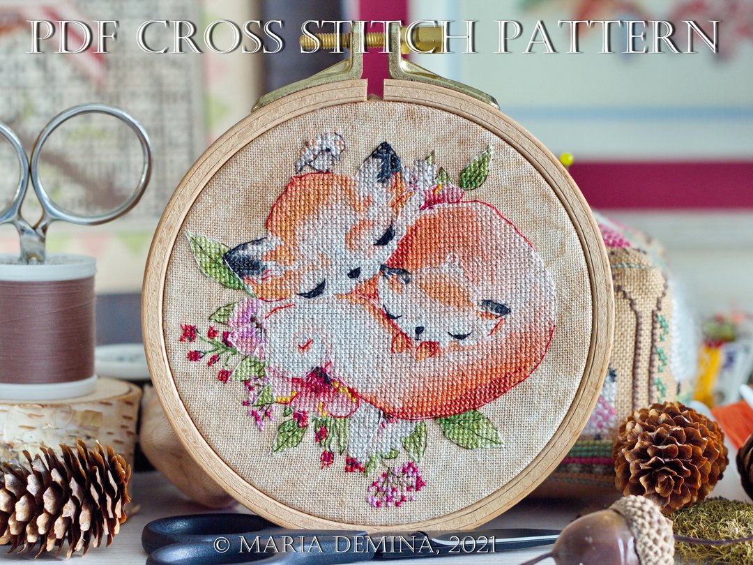 Mom And Baby Fox PDF cross stitch pattern - 手工艺教程/工具书 - 其他材质 