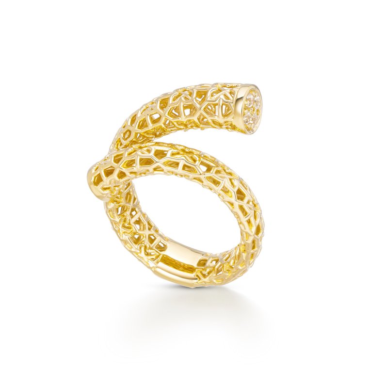 Nalikere Collection Silver Jewelry 925 Yellow Gold Plating with White Topaz - 戒指 - 宝石 金色