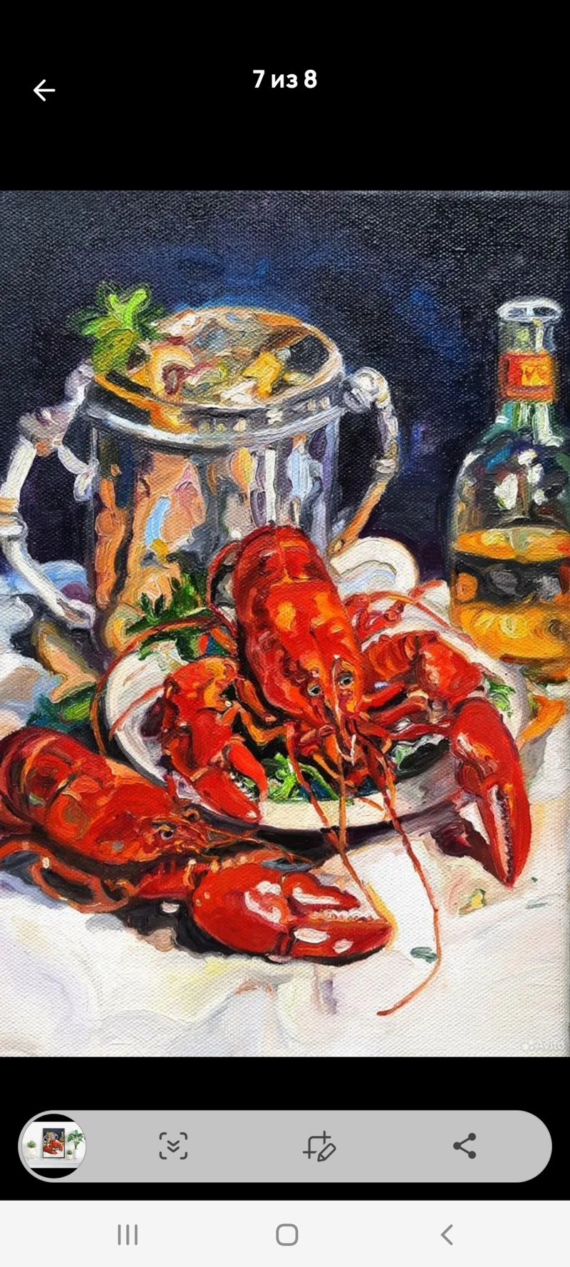 原创画作｜小龙虾静物画｜油画｜画布 - 墙贴/壁贴 - 其他材质 红色