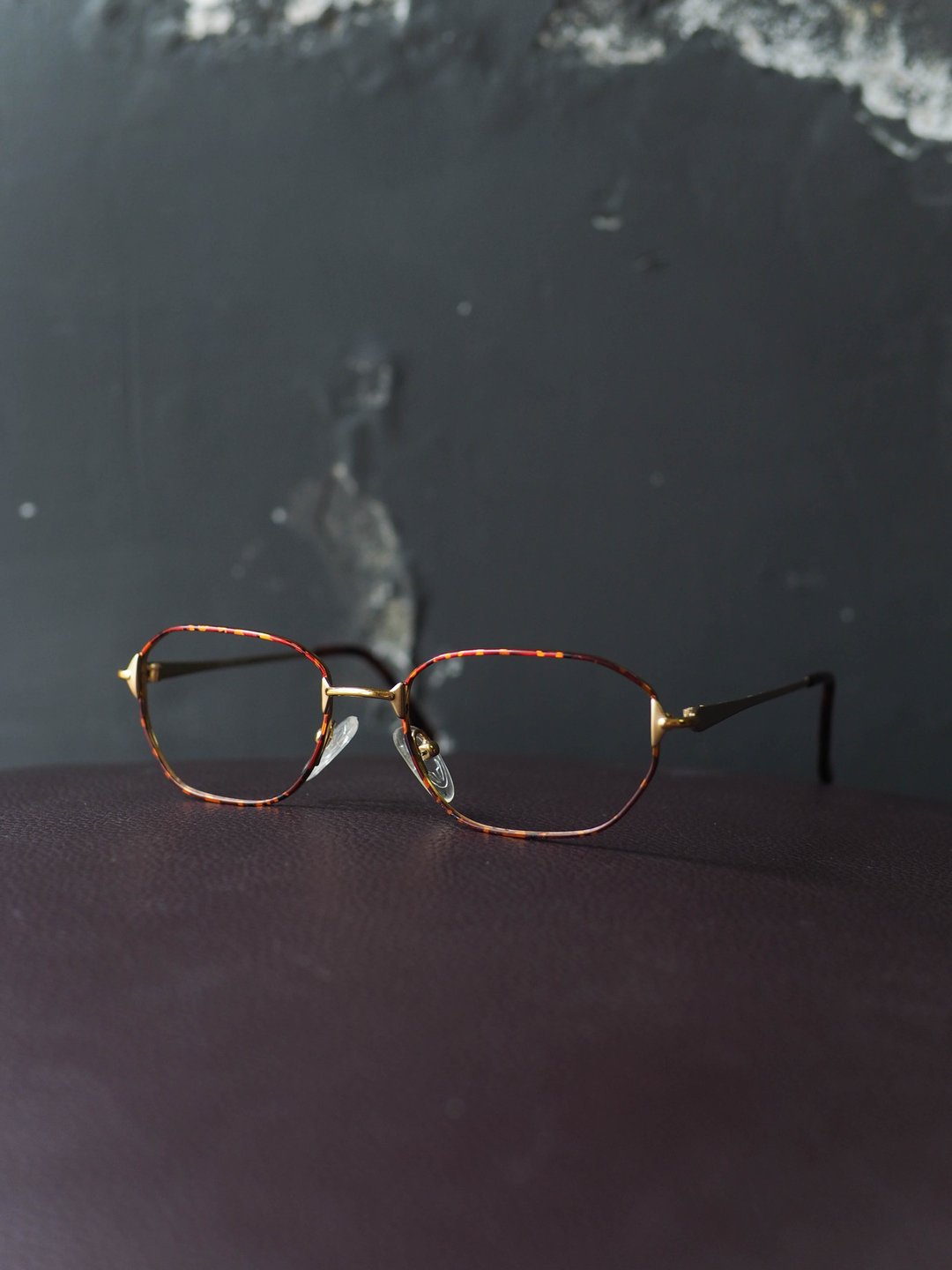 艳红热情碎点琥珀方形细框金属镜框 古董眼镜 Italy/glasses - 眼镜/眼镜框 - 贵金属 红色