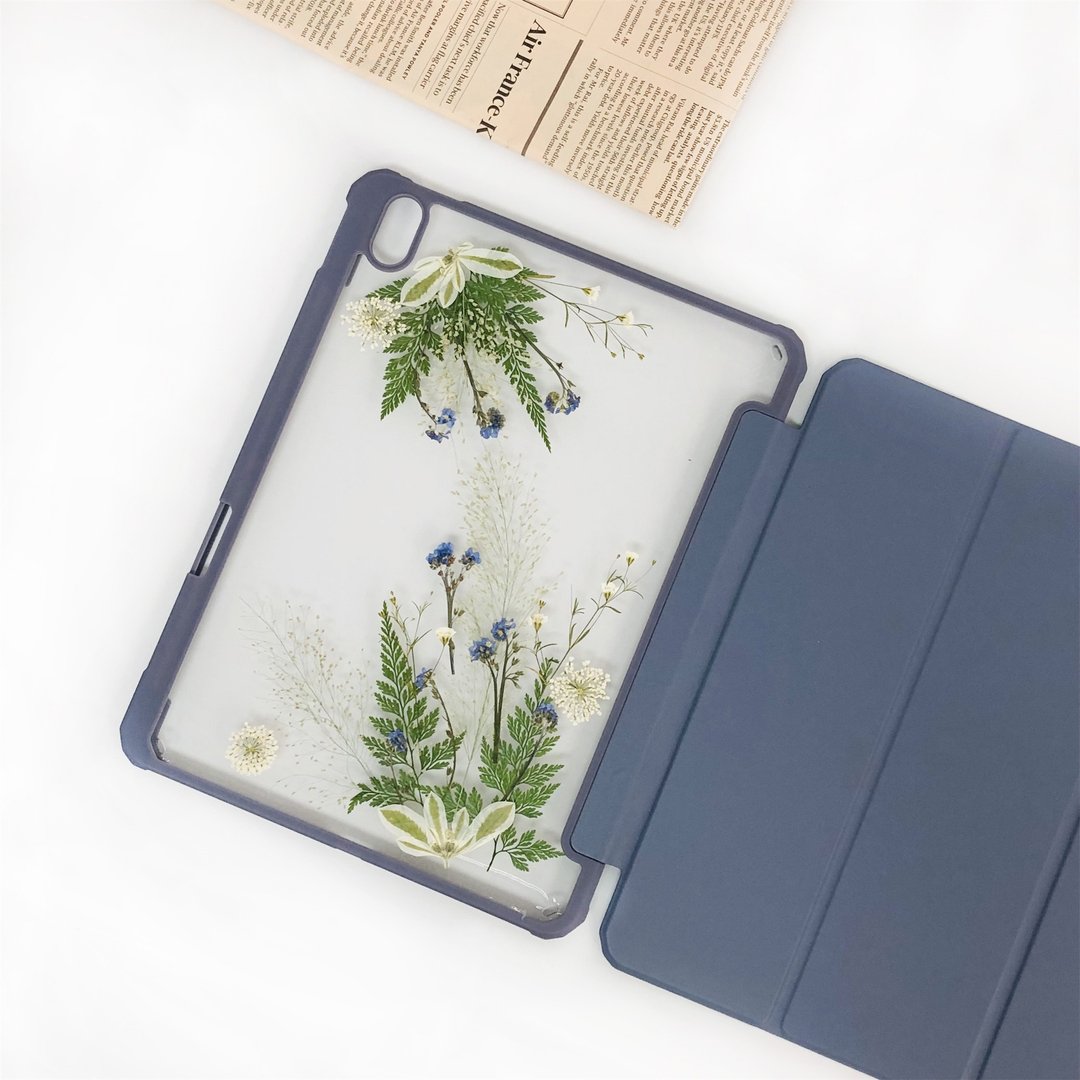 绿色草花手作押花iPad壳 iPad Air 11寸 13寸 iPad Pro 11寸 13寸 - 手机壳/手机套 - 植物．花 