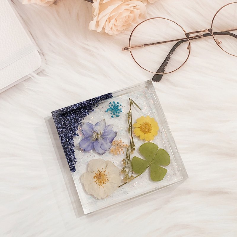 押花水果滴胶杯垫  饰品收纳 托盘 - 蓝色系列 - 摆饰 - 树脂 蓝色