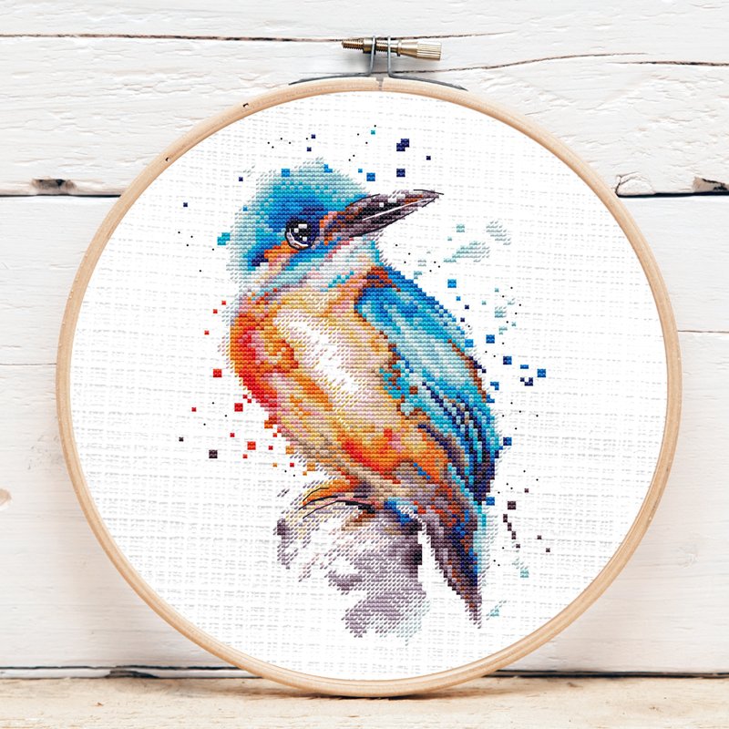 Kingfisher cross stitch pattern digital download PDF Bird handmade embroidery - 编织/刺绣/羊毛毡/裁缝 - 绣线 蓝色