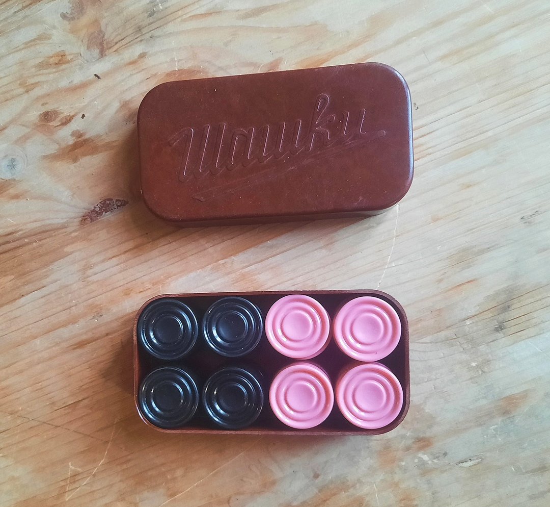 苏联黑色粉红色跳棋 carbolite – 跳棋棋子盒游戏套装复古 - 桌游/玩具 - 其他材质 