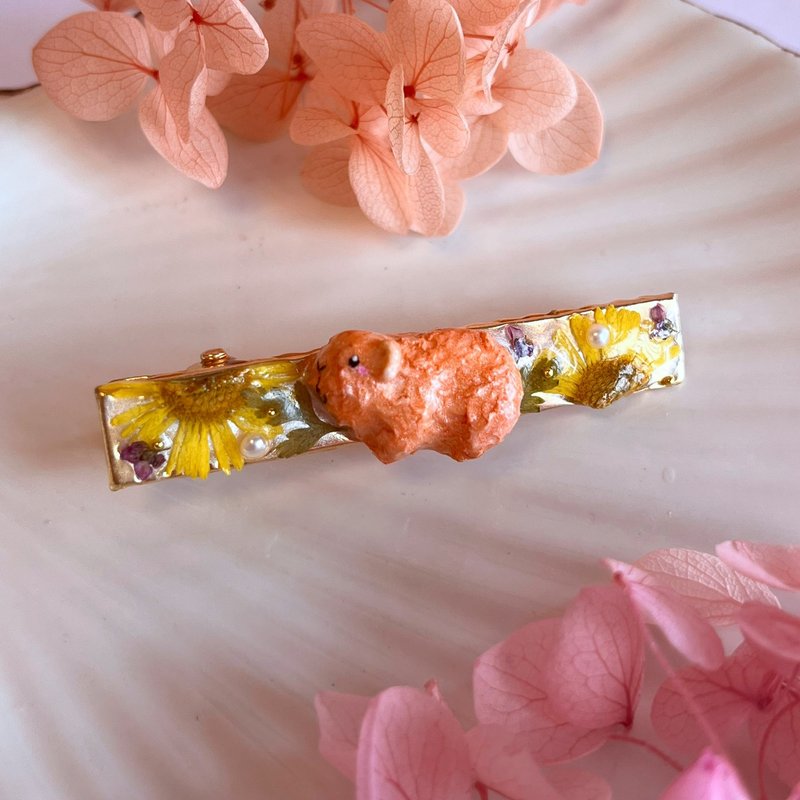 可定制化天竺鼠软陶淡水珍珠永生花发夹 - 发饰 - 珍珠 