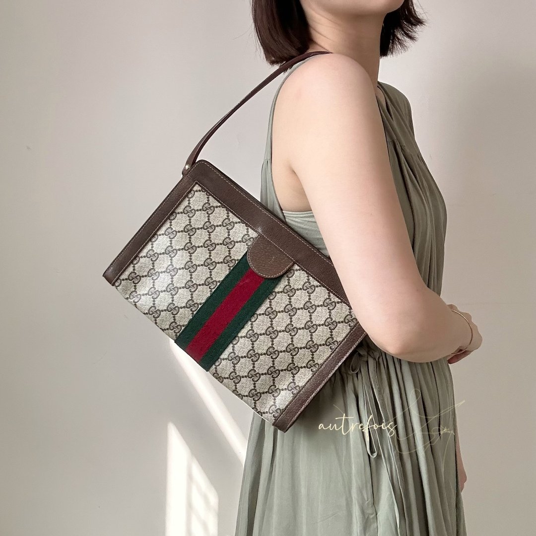 Gucci Monogram 手拿包/附肩带两用 - 侧背包/斜挎包 - 防水材质 咖啡色