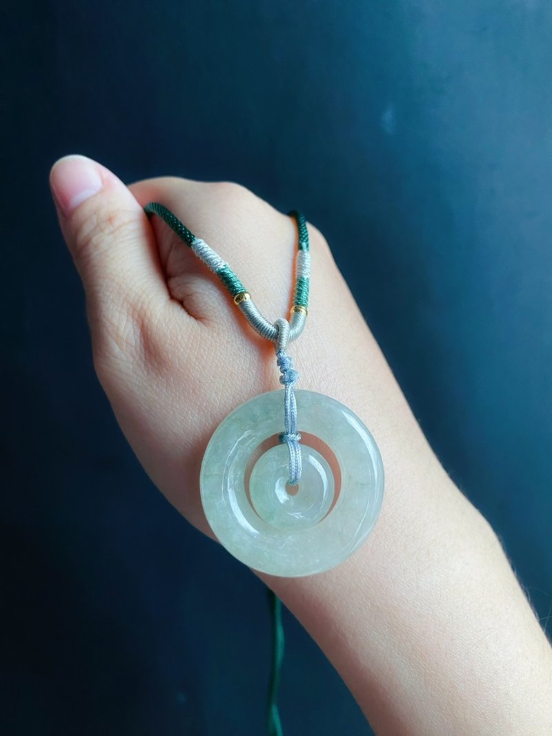 天然缅甸玉翡翠 厚庄 蜜糖 子母扣 项链 礼物 jadeite 长辈礼 - 项链 - 玉石 绿色