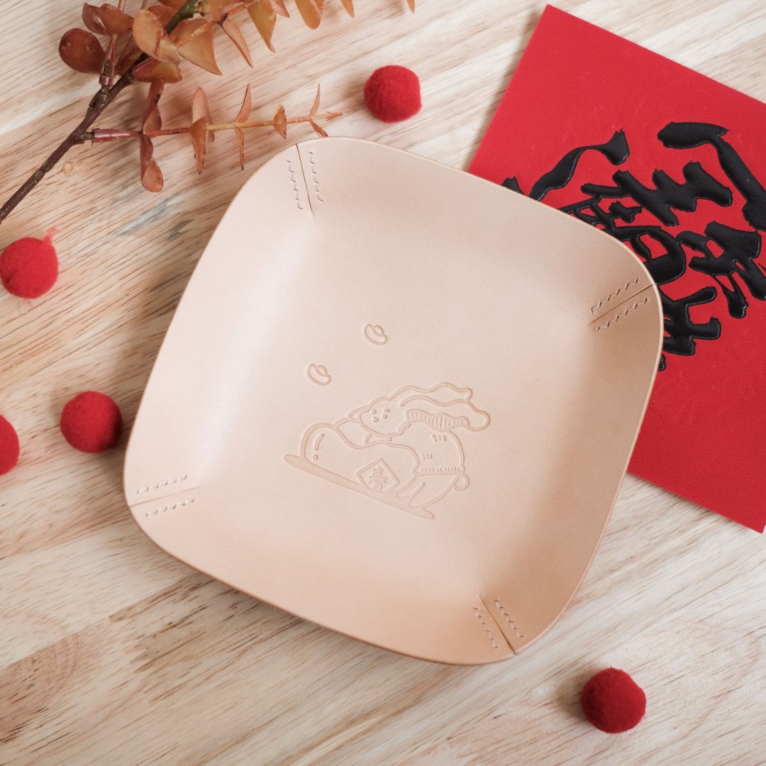 兔年限定-兔元宝置物盘 - 收纳用品 - 真皮 卡其色