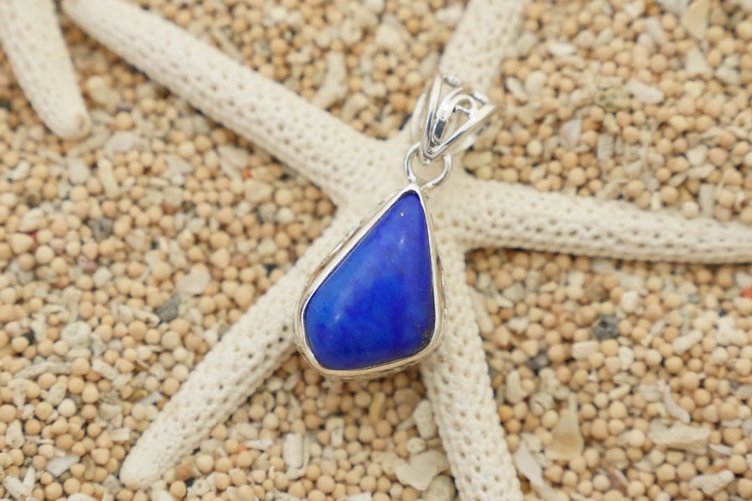 Lapis lazuli Silver pendant top - 项链 - 石头 蓝色